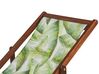 Lot de 2 chiliennes en bois foncé et tissu motif feuilles palmier vert et blanc ANZIO_819954