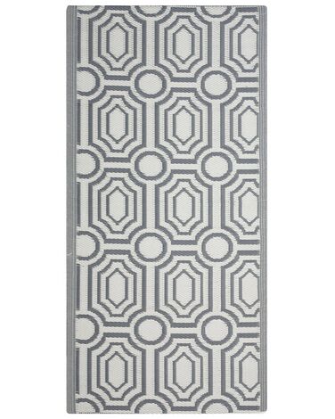 Udendørs tæppe grå/hvid polypropylen 90 x 180 cm BIDAR