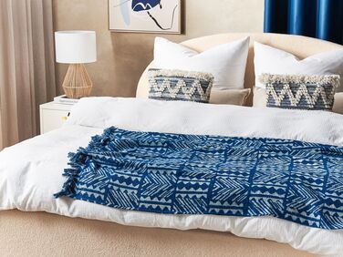 Cotton Blanket 130 x 180 cm Navy Blue SHIVPURI 