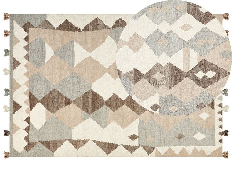 Kelim Teppich Wolle mehrfarbig 200 x 300 cm geometrisches Muster Kurzflor ARALEZ_859807