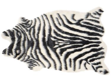 Kunstfell-Teppich Zebra schwarz / weiß 90 cm NAMBUNG
