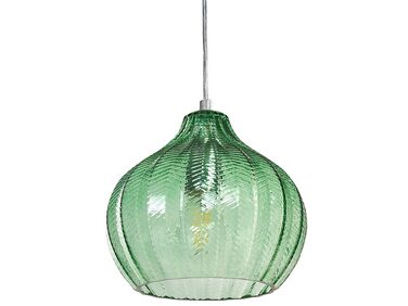 Skleněná závěsná lampa zelená KEILA