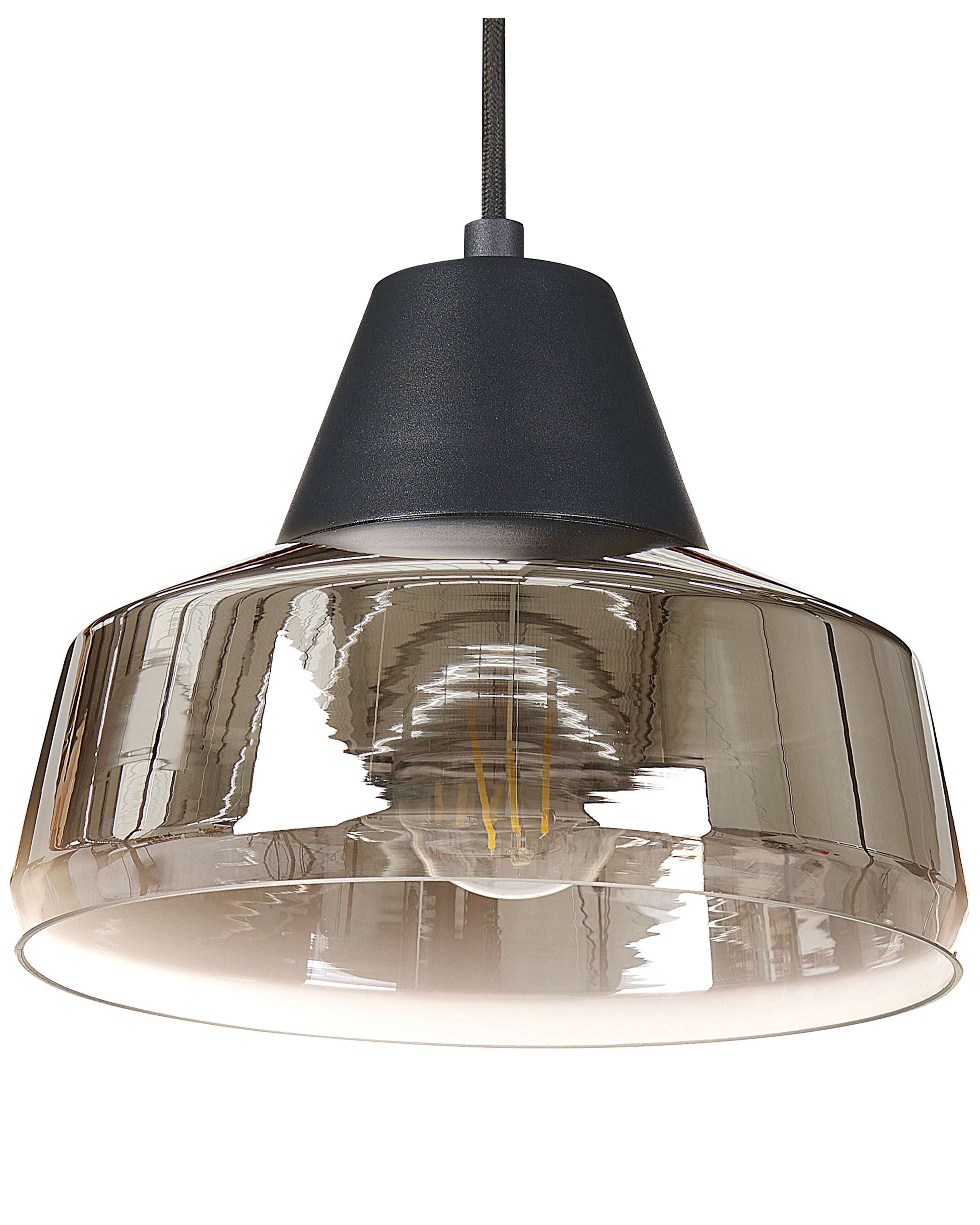 Lampe suspension en verre noir et doré TALPARO_851439