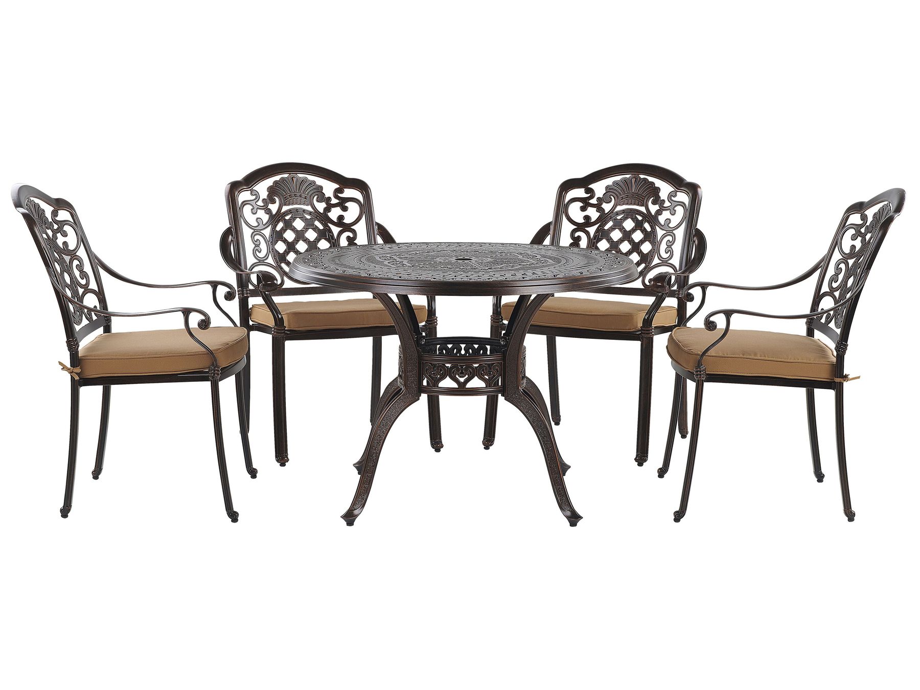 4 Seater Metal Garden Dining Set Brown SALENTO Beliani.co.uk