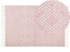 Teppich Wolle pastellrosa / weiss 160 x 230 cm Kurzflor ADANA_856163
