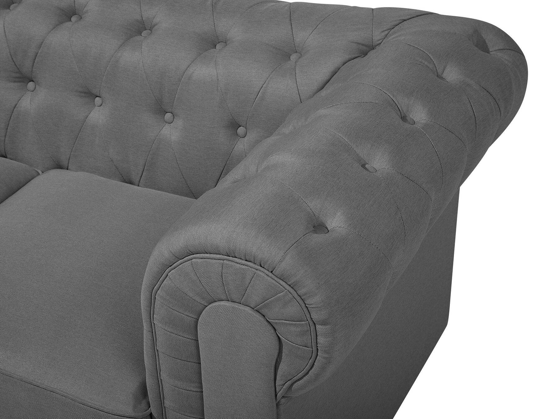 3 Seater Fabric Sofa Grey CHESTERFIELD Big Beliani.co.uk