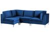 Right Hand 4 Seater Modular Velvet Corner Sofa Blue EVJA_860027