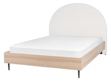 Bett cremeweiß / heller Holzfarbton 140 x 200 cm MILLAY