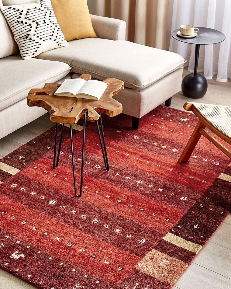 Wool Gabbeh Area Rug 140 x 200 cm Red SINANLI Beliani.co.uk