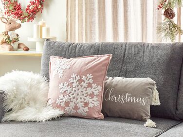 Velvet Cushion Christmas Motif 45 x 45 cm Pink MURRAYA