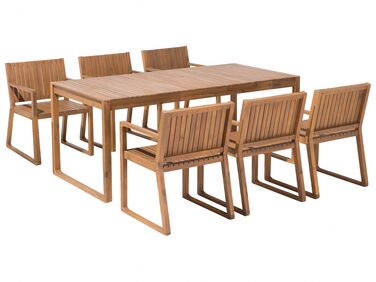 Zestaw ogrodowy akacjowy stół i 6 krzeseł jasne drewno SASSARI