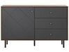 Sideboard grau / dunkler Holzfarbton 3 Schubladen PALMER_811949
