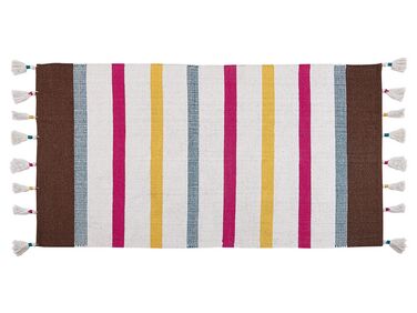 Teppich Baumwolle mehrfarbig 80 x 150 cm gestreiftes Muster Kurzflor HISARLI