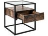 1 Drawer Glass Top Side Table Dark Wood with Black MAUK_829043