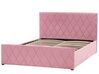 Łóżko z pojemnikiem welurowe 140 x 200 cm różowe ROCHEFORT_857417