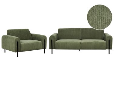 Conjunto de sofás 4 lugares em bombazine verde ASKIM