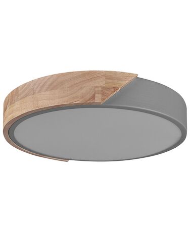 Plafonnier en métal LED ⌀ 31 cm gris et bois clair PATTANI