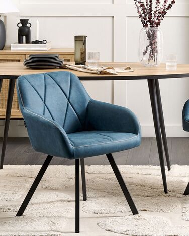 Set of 2 Fabric Dining Chairs Blue MONEE