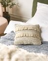 Set of 2 Cotton Cushions with Tassels 45 x 45 cm Beige IRESINE_898754