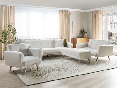 Living Room Fabric Sofa Set White Boucle FLORLI