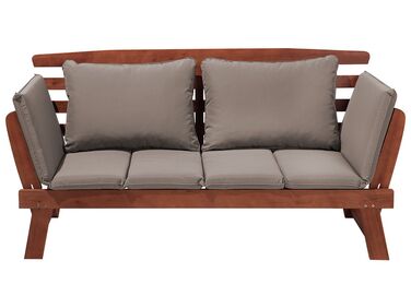 Sofa ogrodowa drewniana 165/210 cm ciemna z regulowanymi podłokietnikami PORTICI 