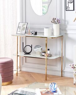 Konsolipöytä teräs marmorikuvio valkoinen/kulta CALVERT