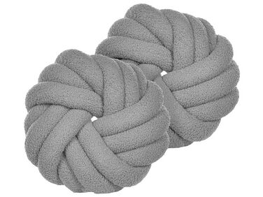 Set of 2 Boucle Knot Cushions 31 x 31 cm Grey AKOLA