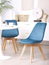 Conjunto de 2 sillas de comedor de terciopelo azul/madera clara DAKOTA II_767896