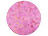 Round Cowhide Area Rug ⌀ 140 cm Pink ZEYTIN_850991