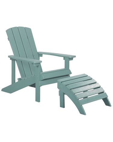 Garden Chair with Footstool Turquoise Blue ADIRONDACK