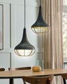 2 Light Mango Wood Pendant Lamp Black and Brass BAGMATI_867776
