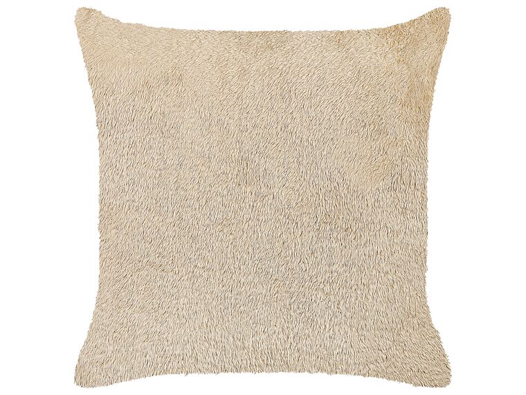 Faux Fur Cushion 45 x 45 cm Beige PILEA_839885