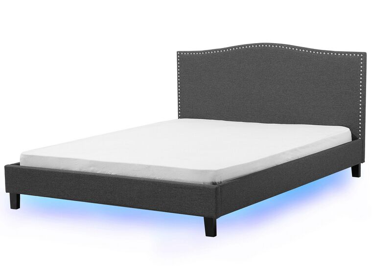 Čalúnená posteľ s farebným LED osvetlením 180 x 200 cm sivá MONTPELLIER_709458