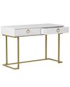 Home Office Desk / 2 Drawer Console Table White with Gold WESTPORT_802572
