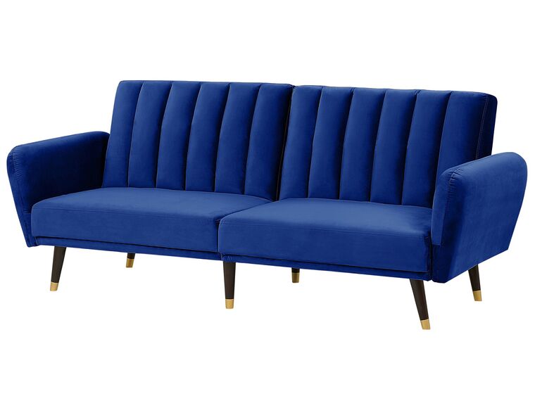 Velvet Sofa Bed Navy Blue VIMMERBY Beliani.co.uk