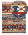 Kelim Teppich Wolle mehrfarbig 160 x 230 cm geometrisches Muster Kurzflor NORAKERT_859182
