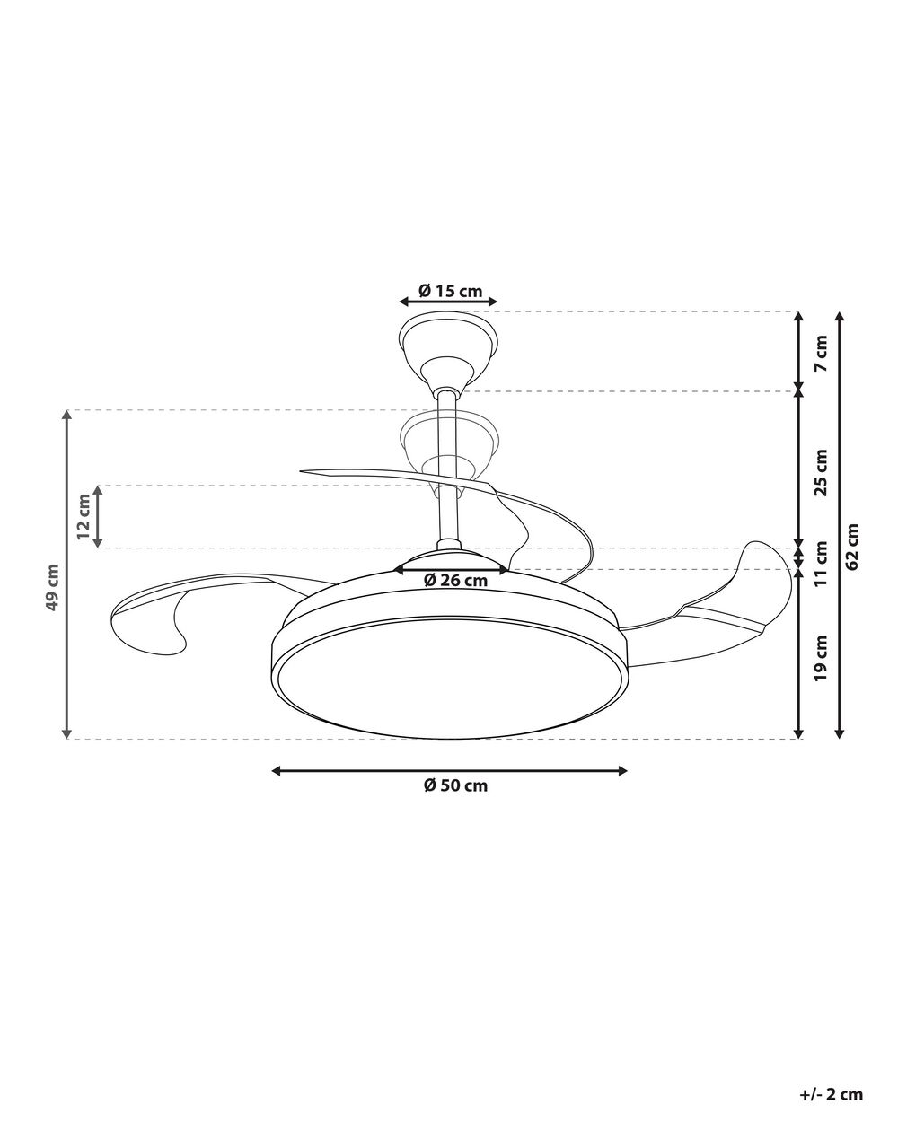 Deckenventilator mit Licht silber / transparent IBAR | Beliani.at