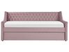 Tagesbett ausziehbar Samtstoff rosa Lattenrost 90 x 200 cm MONTARGIS _798316