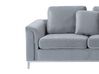 Left Hand Velvet Corner Sofa with Ottoman Light Grey OSLO_744121