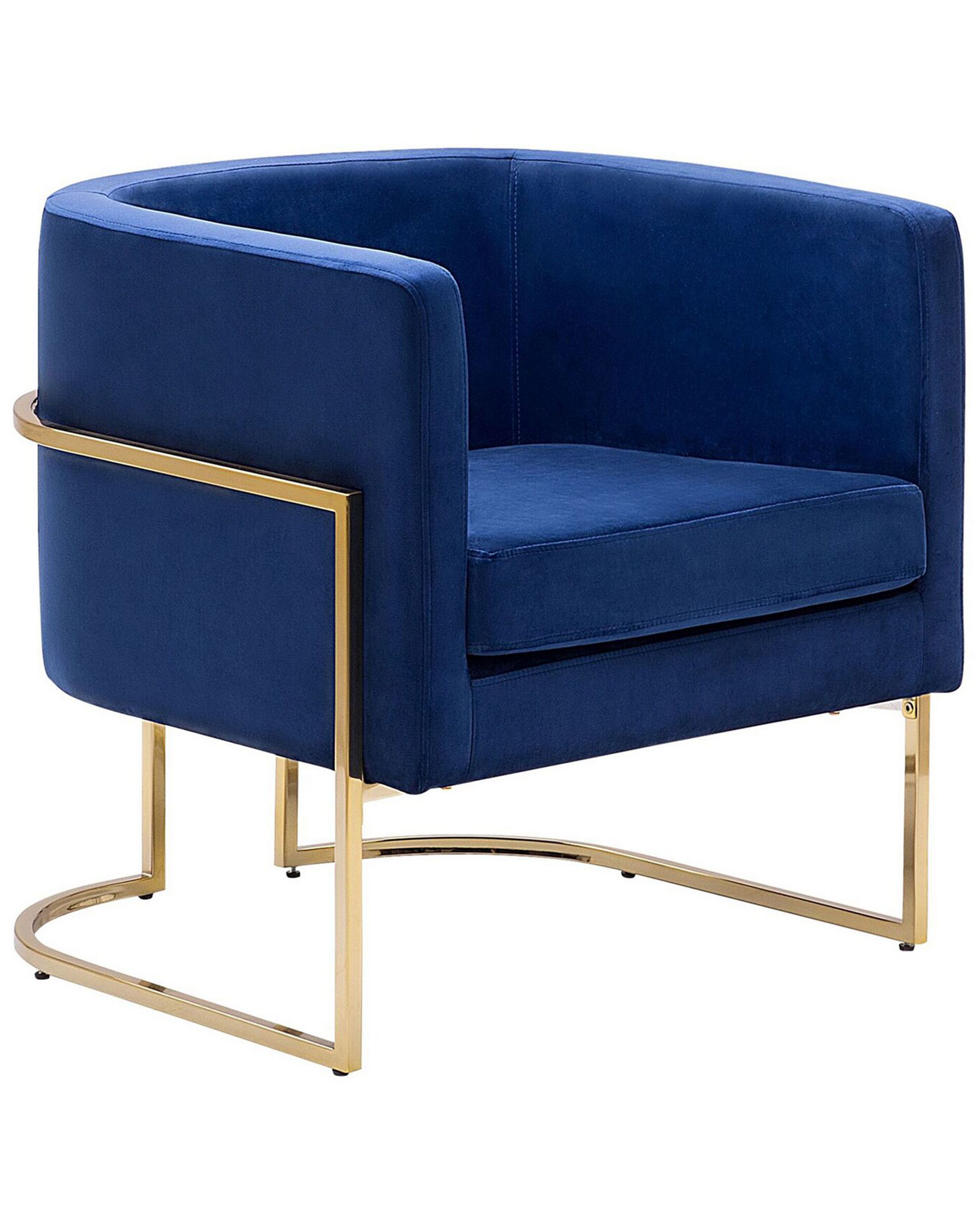 Velvet Armchair Dark Blue SIRKKA Beliani.co.uk
