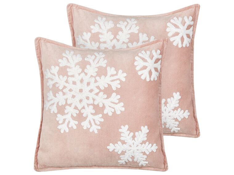 Conjunto de 2 almofadas decorativas em veludo rosa e branco 45 x 45 cm MURRAYA_887929