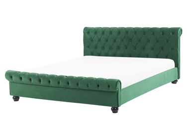 Bed fluweel groen 160 x 200 cm AVALLON