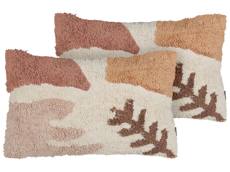 Set of 2 Tufted Cotton Cushions 30 x 50 cm Multicolour CAMASSIA_888209
