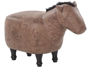 Faux Leather Animal Stool Brown HORSE