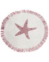 Kinderteppich aus Baumwolle mit Sternenmotiv ⌀ 120 cm cremeweiß STARS_910768