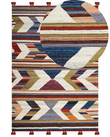 Tapis kilim en laine multicolore 140 x 200 cm MRGASHAT