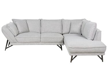Left Hand Linen Corner Sofa Light Grey ELGA