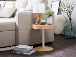 Sivupöytä säilytystila vaalea puu/valkoinen OREGON Sivupöytä säilytystila vaalea puu/valkoinen OREGON