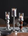 Glass Hurricane Candle Holder 38 cm Silver with Grey PADRE_722228