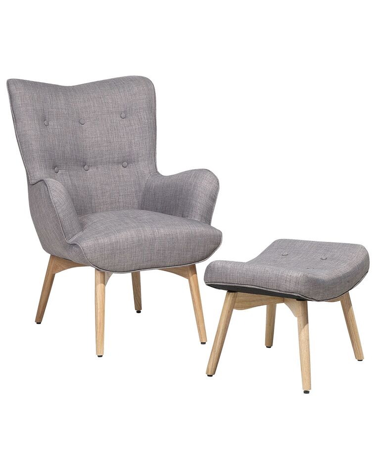 Wingback Chair with Footstool Light Grey VEJLE_689796
